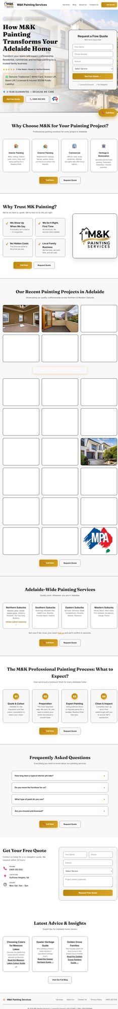 M&K Painting Services website on MacBook